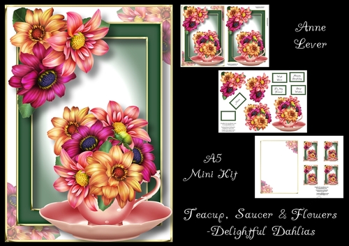 Teacup, Saucer & Flowers - Delightful Dahlias