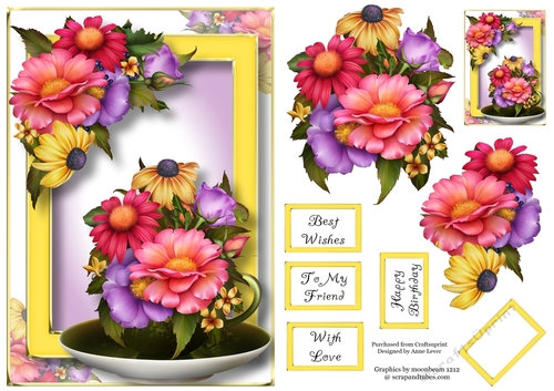 Teacup, Saucer & Flowers - Breath Of Summer A5