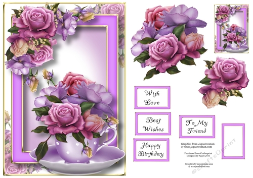 Teacup, Saucer & Flowers - Belle Epoque A5