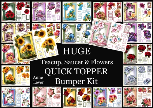 HUGE Teacup, Saucer & Flowers QUICK TOPPER Bumper Kit