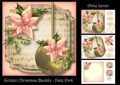 Golden Christmas Bauble - Pale Pink
