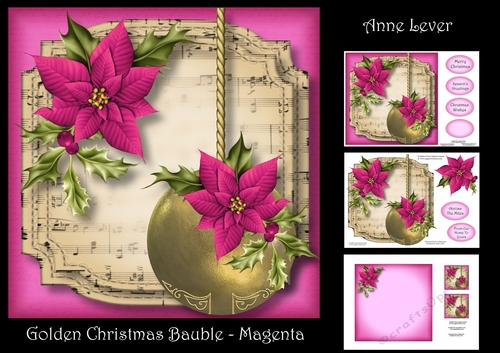 Golden Christmas Bauble - Magenta