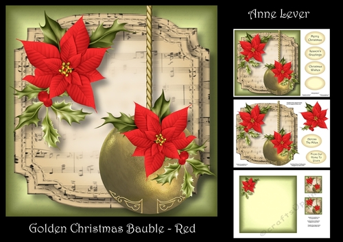 Golden Christmas Bauble - Red