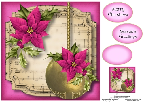 Golden Christmas Bauble - Magenta 8x8
