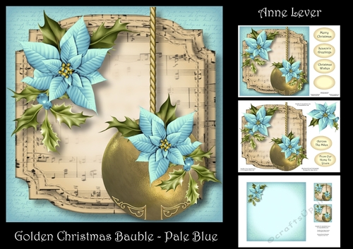 Golden Christmas Bauble - Pale Blue