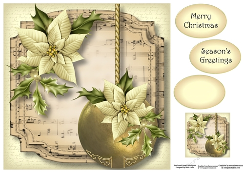 Golden Christmas Bauble - Ivory 8x8