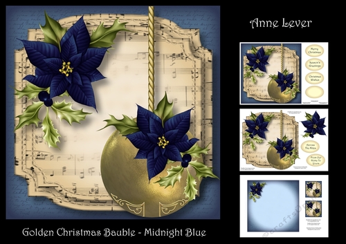 Golden Christmas Bauble - Midnight Blue