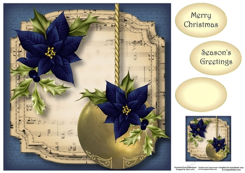 Golden Christmas Bauble - Midnight Blue 8x8