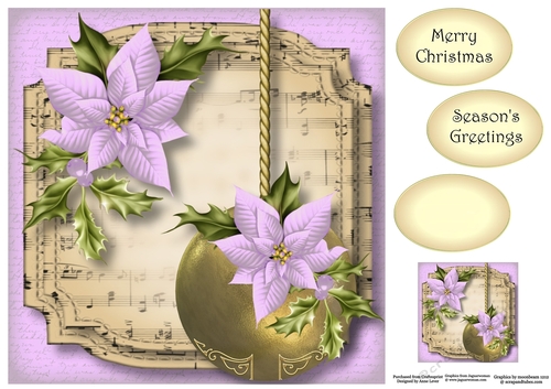 Golden Christmas Bauble - Lilac 8x8