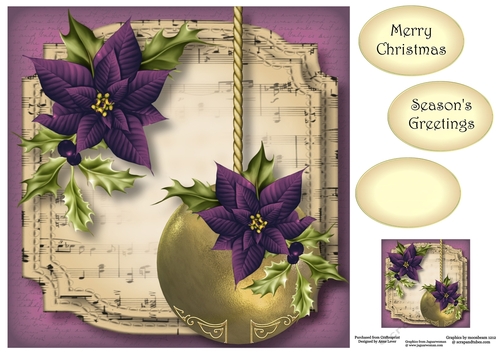 Golden Christmas Bauble - Purple 8x8