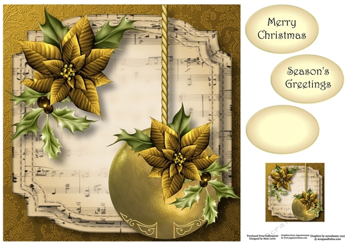 Golden Christmas Bauble - Gold 8x8