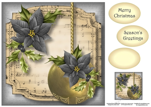 Golden Christmas Bauble - Pewter 8x8