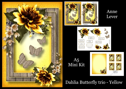 Dahlia Butterfly Trio - Yellow