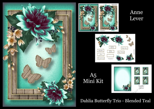Dahlia Butterfly Trio - Blended Teal