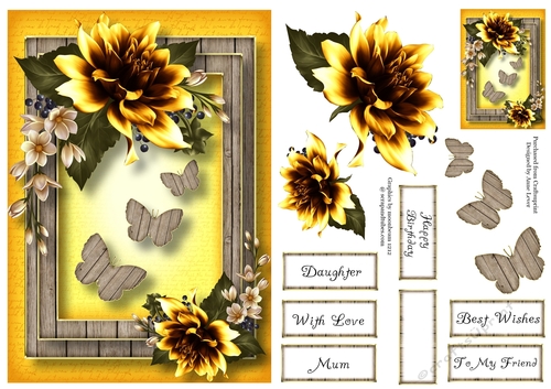 Dahlia Butterfly Trio - Yellow A5