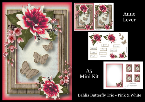Dahlia Butterfly Trio - Pink & White