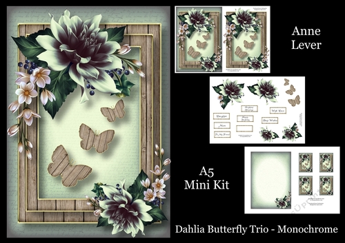 Dahlia Butterfly Trio - Monochrome