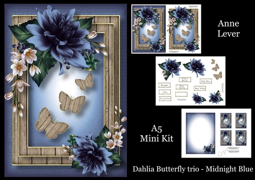 Dahlia Butterfly Trio - Midnight Blue
