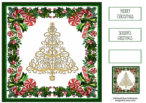 Candy Cane Tree - Gold 8x8