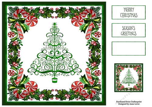 Candy Cane Tree - Green 8x8