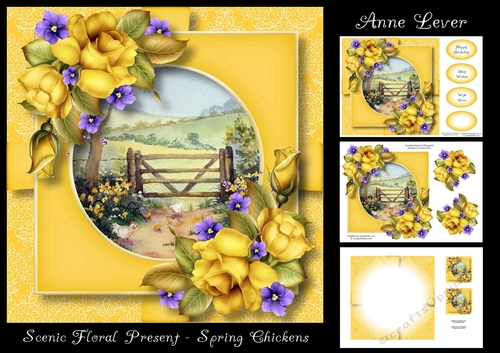 Scenic Floral Present - Spring Chickens