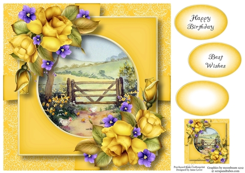 Scenic Floral Present - Spring Chickens 8x8