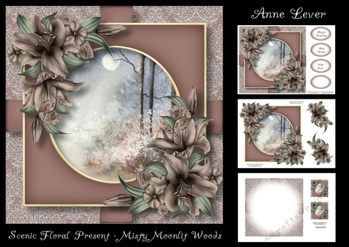 Scenic Floral Present - Misty Moonlit Woods