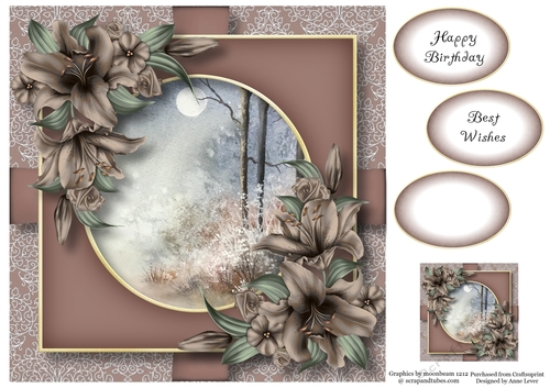 Scenic Floral Present - Misty Moonlit Woods 8x8