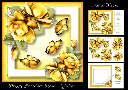 Pretty Porcelain Roses - Yellow