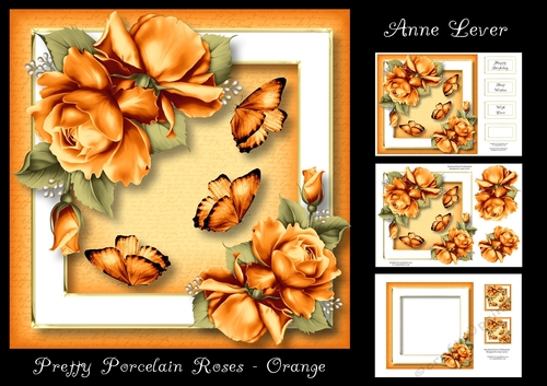 Pretty Porcelain Roses - Orange