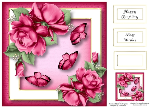 Pretty Porcelain Roses - Pink 8x8