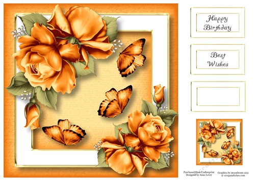 Pretty Porcelain Roses - Orange 8x8