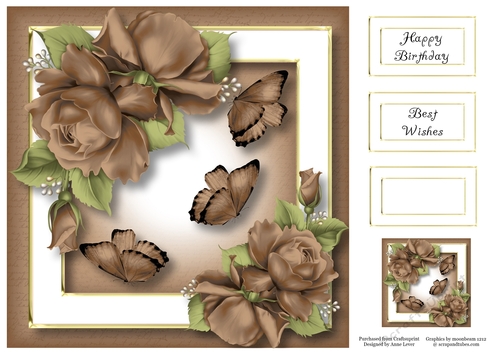 Pretty Porcelain Roses - Chocolate 8x8