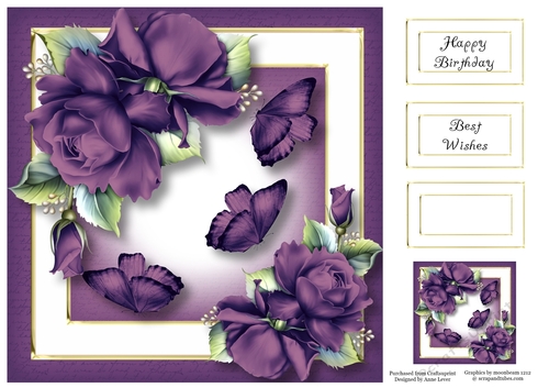 Pretty Porcelain Roses - Purple 8x8