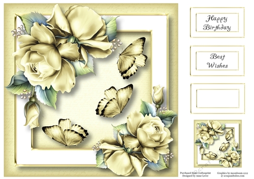Pretty Porcelain Roses - Ivory 8x8