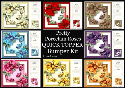 Pretty Porcelain Roses  QUICK TOPPER Bumper Kit