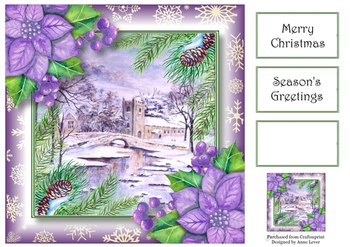 Watercolour Christmas Church 8x8