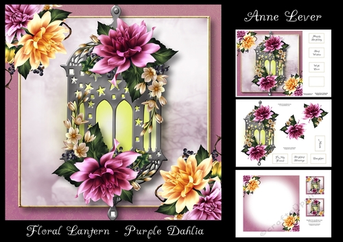 Floral Lantern - Purple Dahlias