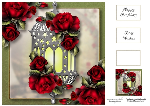 Floral Lantern - Red Roses 8x8