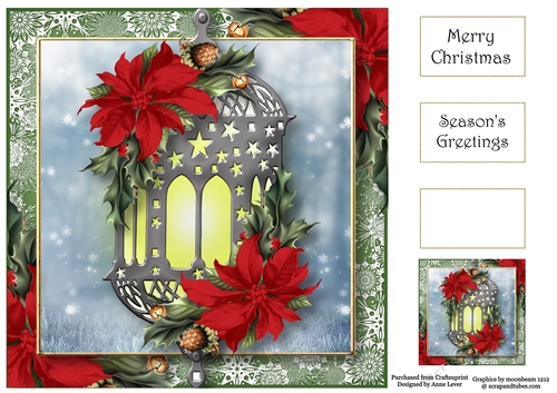 The Poinsettia Lantern - Red 8x8