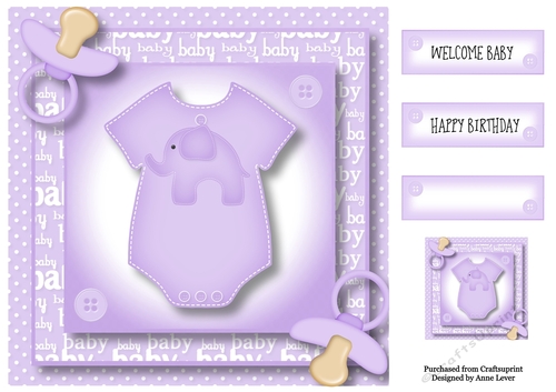 Welcome Baby - Purple 8x8