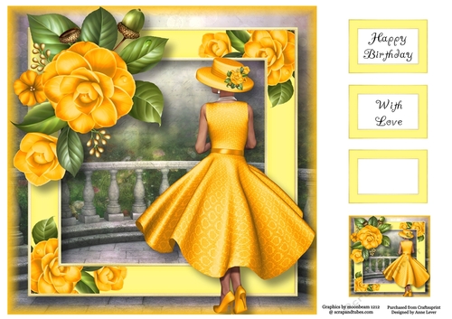 Lady Camellia - Yellow 8x8