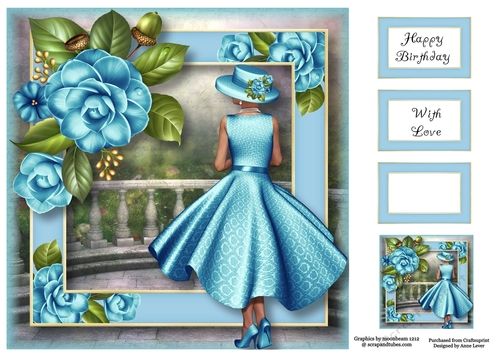 Lady Camellia - Blue 8x8