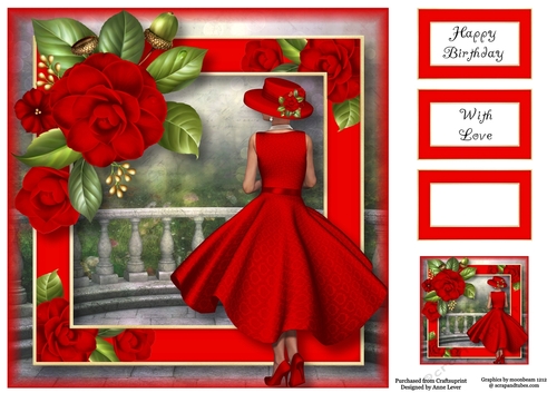 Lady Camellia - Red 8x8