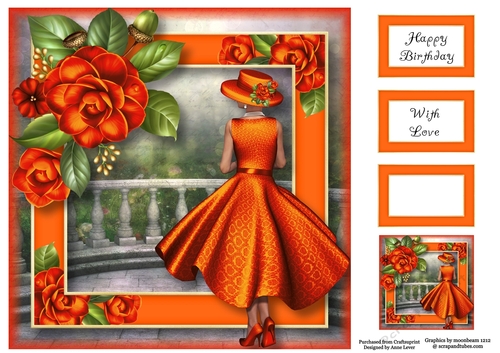 Lady Camellia - Orange 8x8
