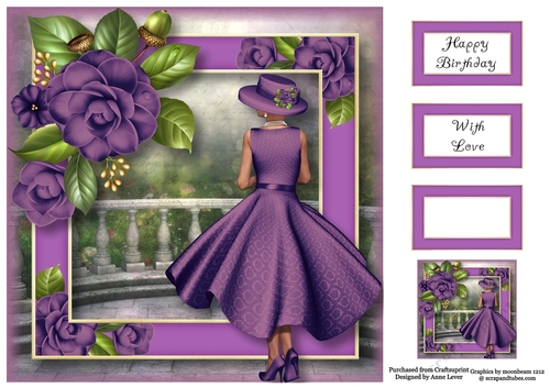 Lady Camellia - Purple 8x8