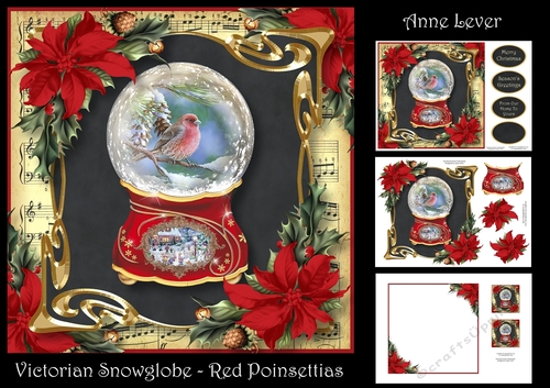 Victorian Snowglobe - Red Poinsettias