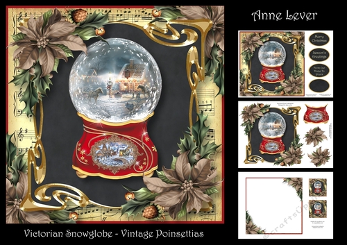 Victorian Snowglobe - Vintage Poinsettias