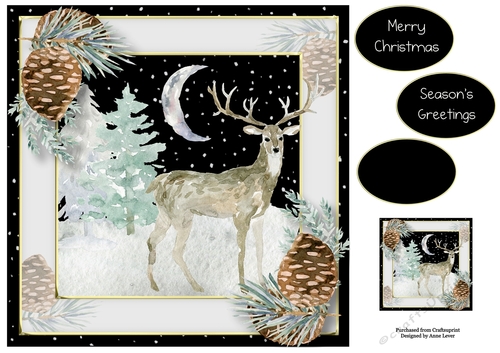 Christmas Moon Stag 8x8