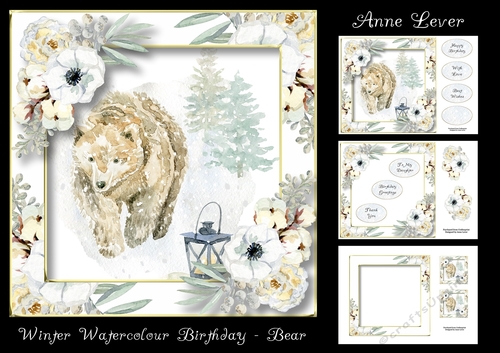 Winter Watercolour Birthday - Bear